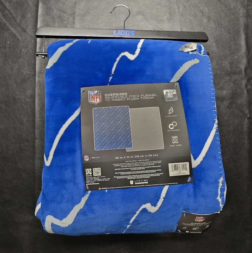 NFL Lions Blue and White Throw Blanket